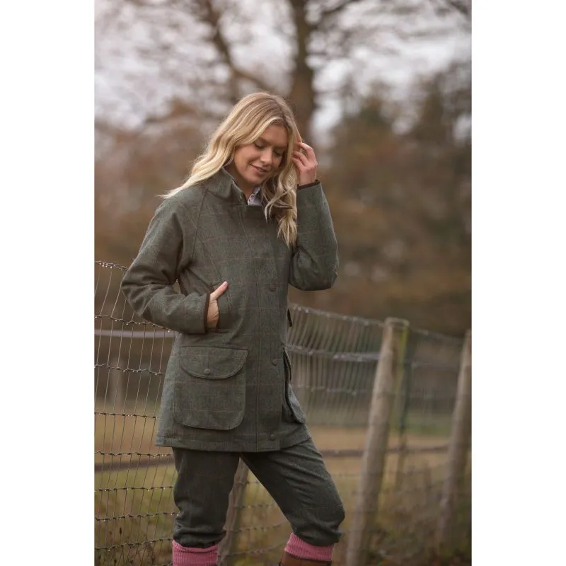 Alan Paine Combrook Ladies Waterproof Tweed Field Coat - Spruce