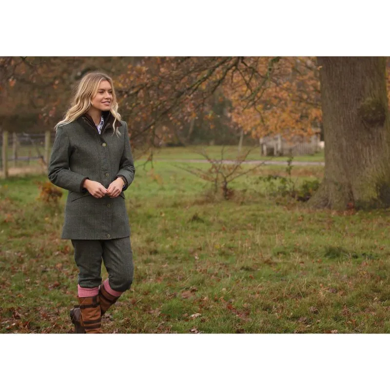 Alan Paine Combrook Ladies Waterproof Tweed Field Coat - Spruce