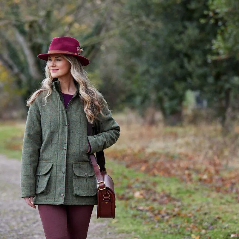 Alan Paine Rutland Ladies Tweed Waterproof Coat - Pine