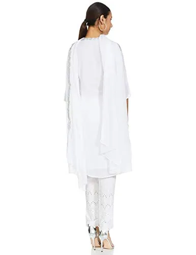 Aurelia Women's Synthetic Salwar Suit Set (19FED10114-500705_White_X-Large)