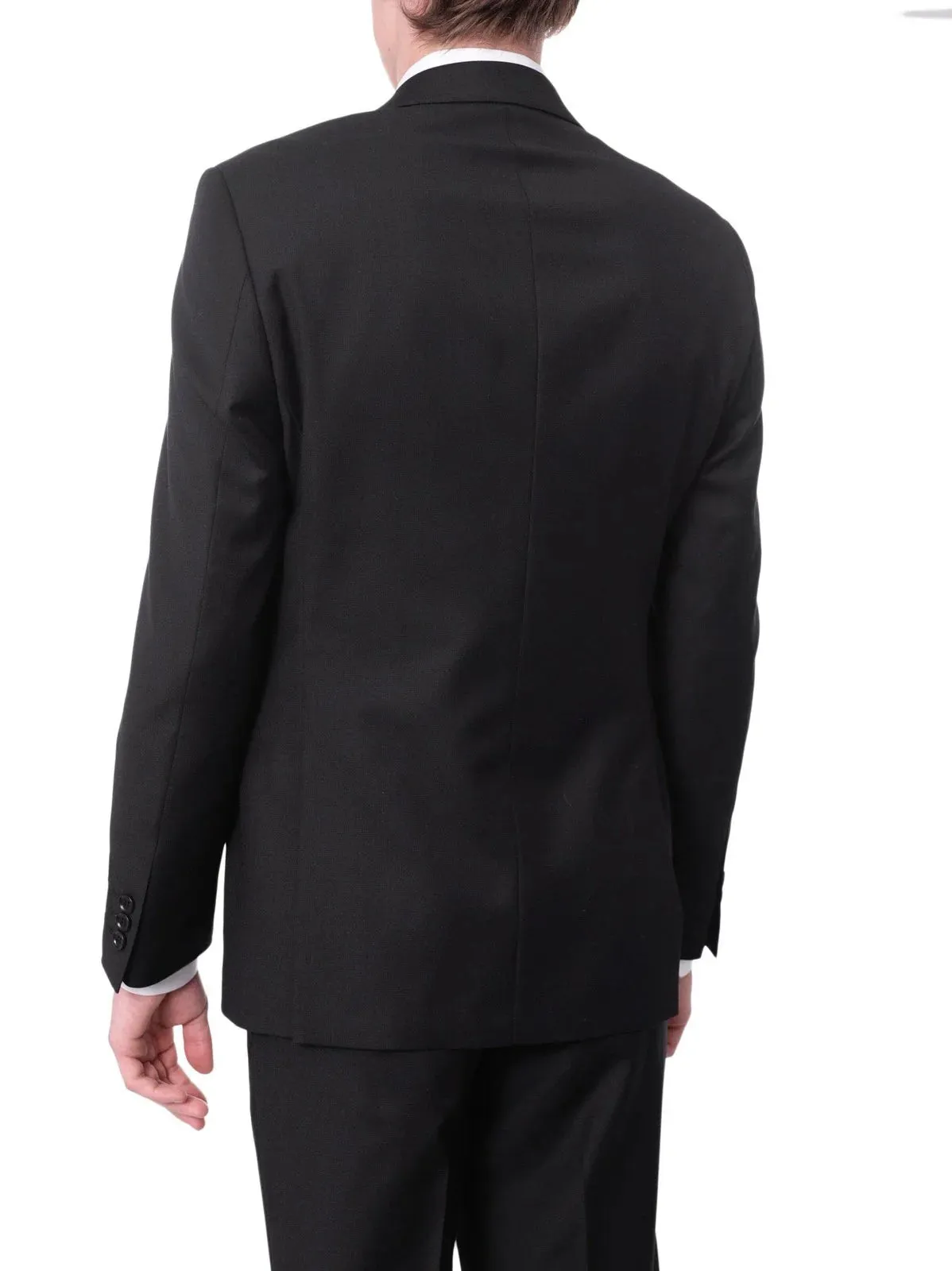 Avivi Collection 2 Button Slim Fit Wool Suit - Black