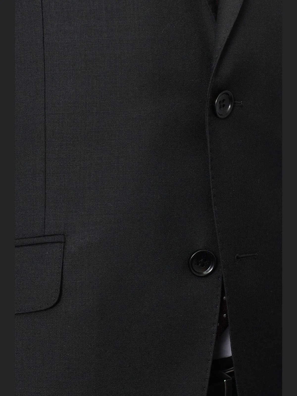 Avivi Collection 2 Button Slim Fit Wool Suit - Black