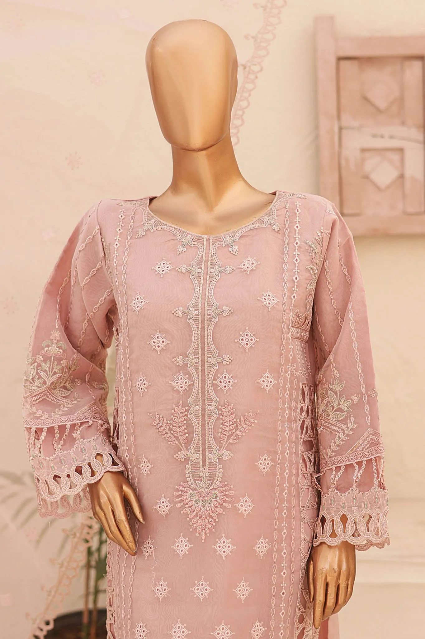 Bin Saeed Stitched 3 Piece Emb Fancy Festive Ramadan Collection'2024-ZEF-436-Pink