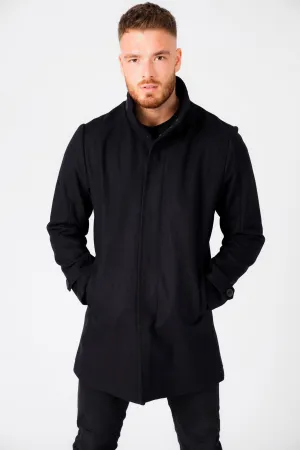 Byrne Funnel Neck Wool Rich Coat in Navy - Tokyo Laundry