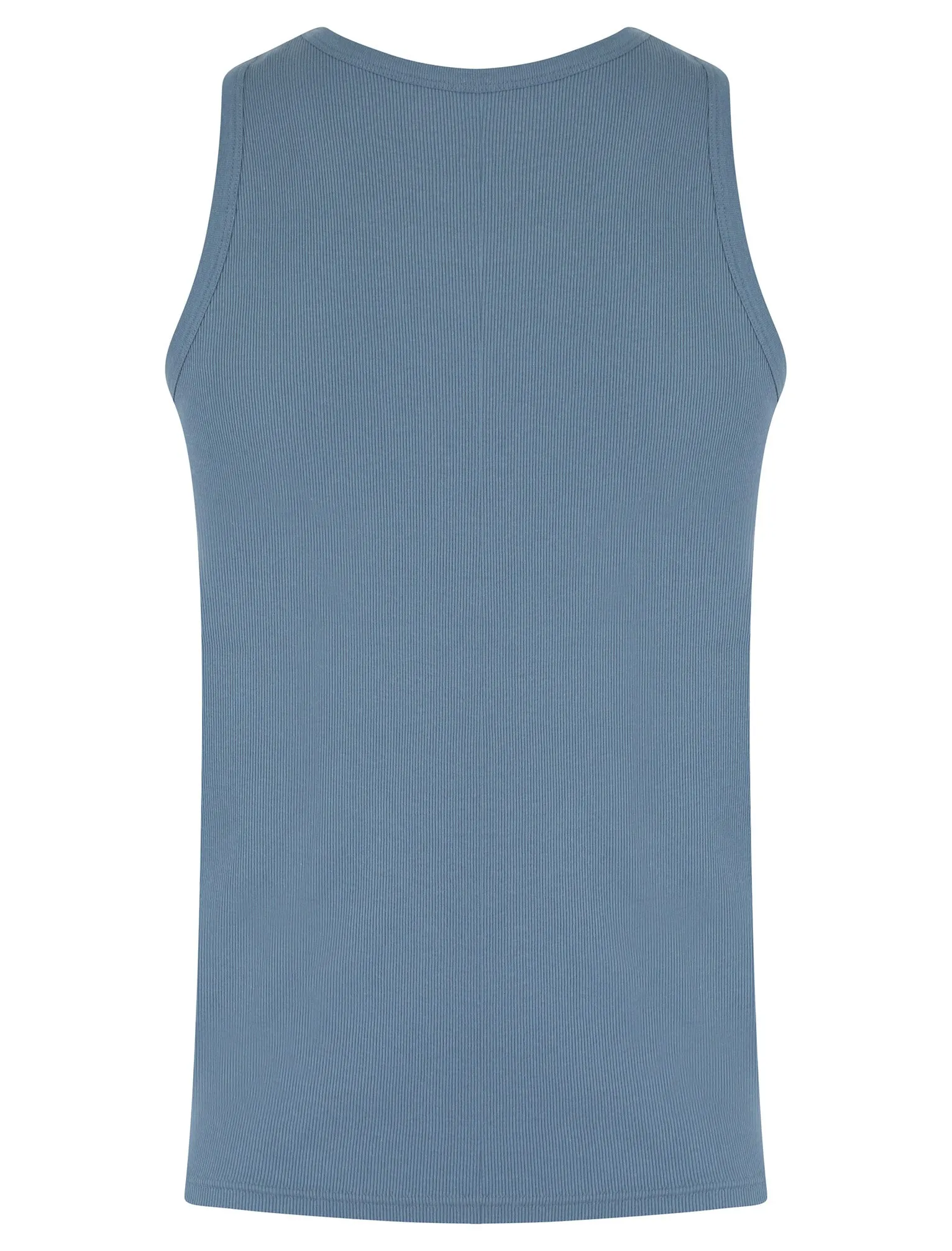 Calvin Cotton Ribbed Plain Vest Top in Blue Horizon - South Shore