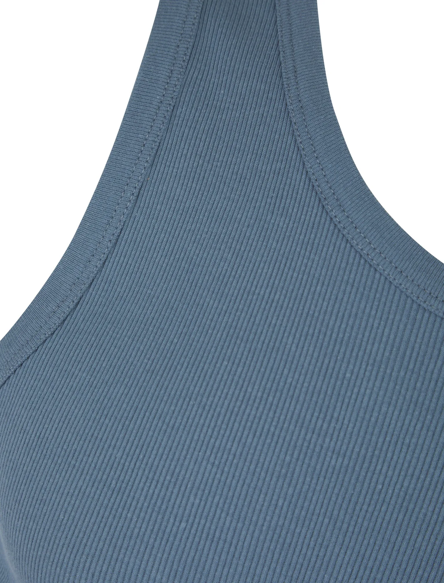 Calvin Cotton Ribbed Plain Vest Top in Blue Horizon - South Shore