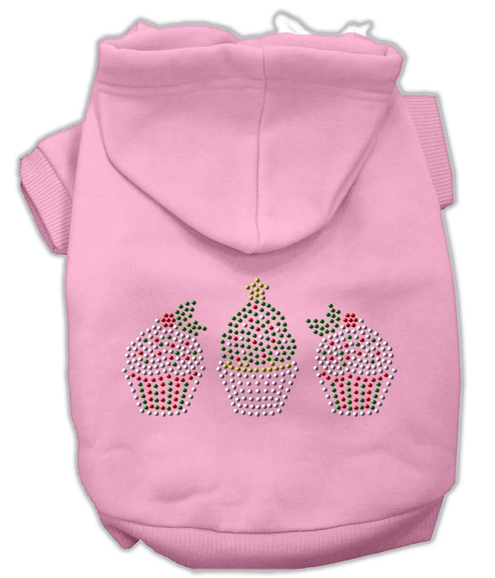 Christmas Pet, Dog & Cat Hoodie Rhinestone, "Christmas Cupcake Trio"