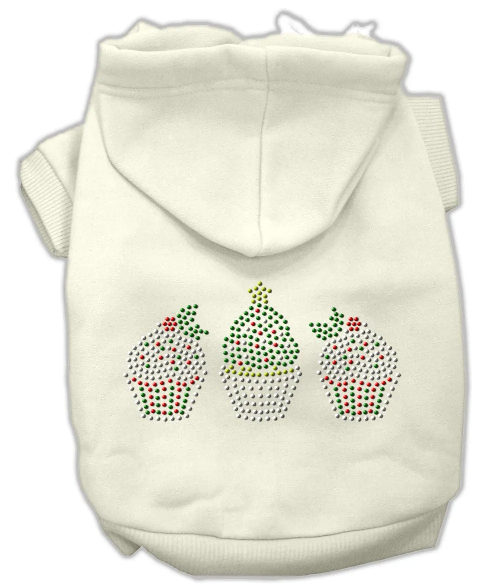 Christmas Pet, Dog & Cat Hoodie Rhinestone, "Christmas Cupcake Trio"