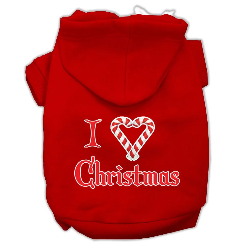 Christmas Pet Dog & Cat Hoodie Screen Printed, "I Heart Christmas"