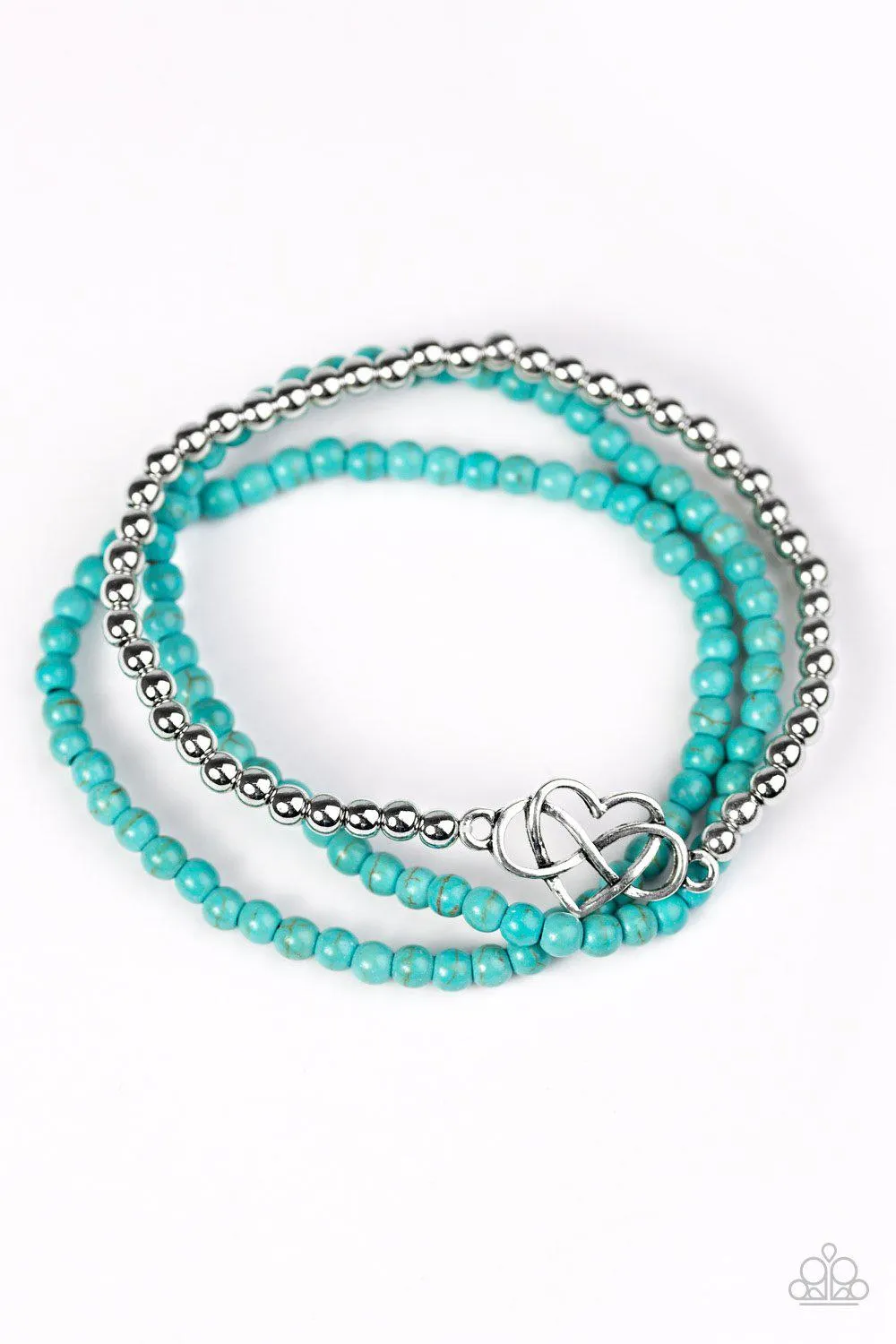 Collect Moments Blue and Silver Heart Bracelet Set - Paparazzi Accessories