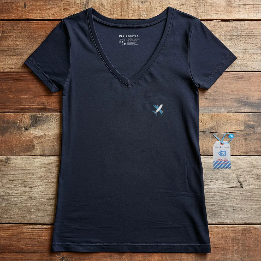 Emoji Plane Tiny - Women's V-Neck T-Shirt