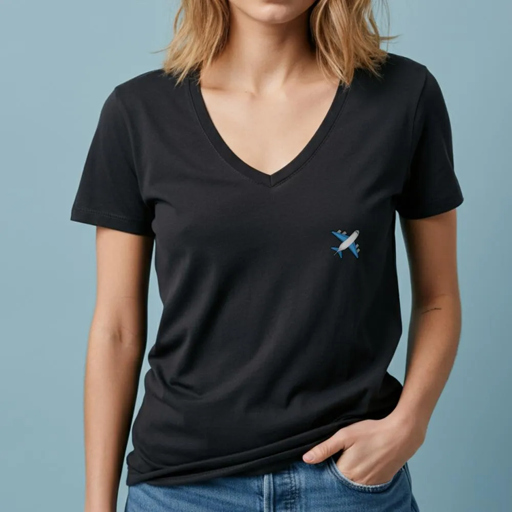 Emoji Plane Tiny - Women's V-Neck T-Shirt