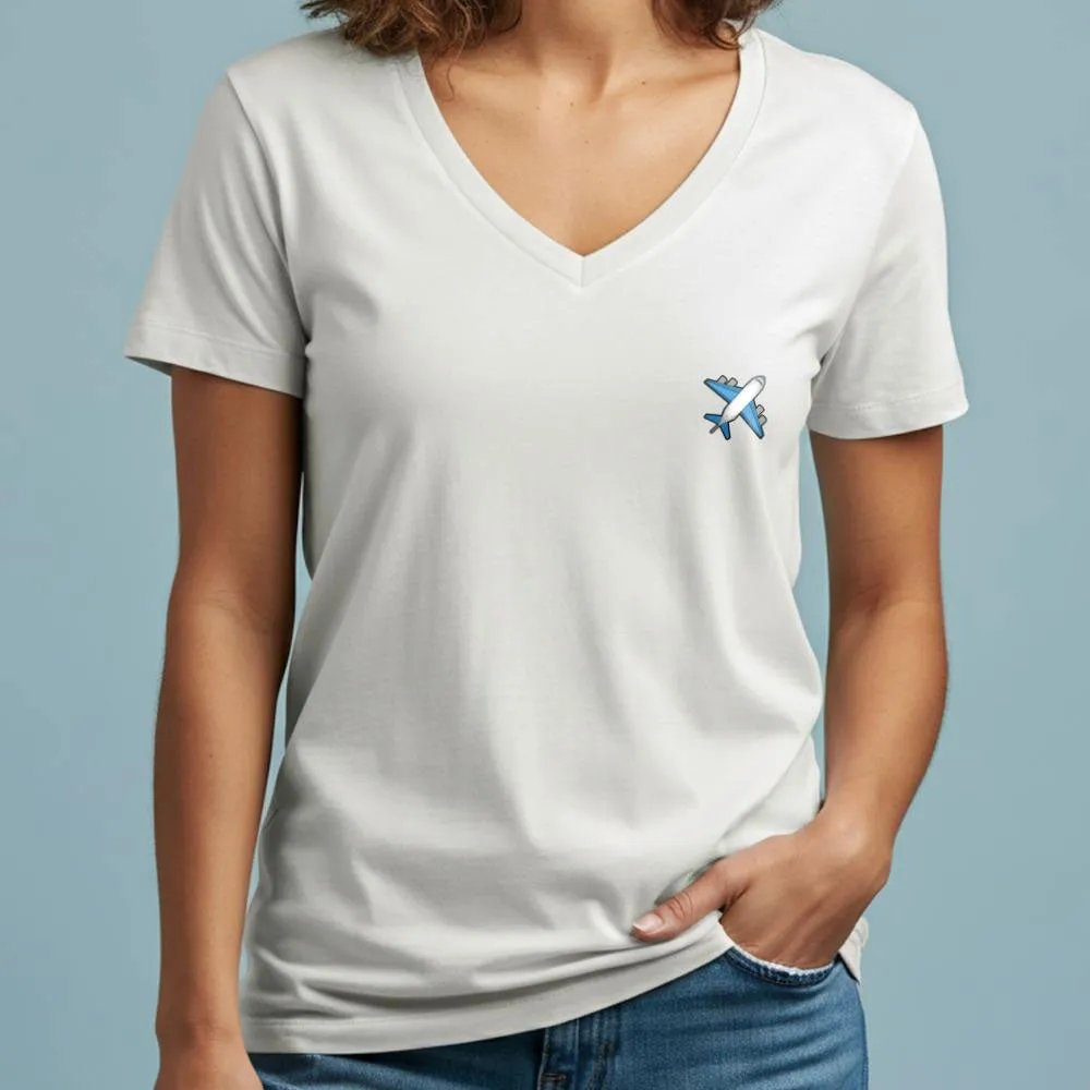 Emoji Plane Tiny - Women's V-Neck T-Shirt