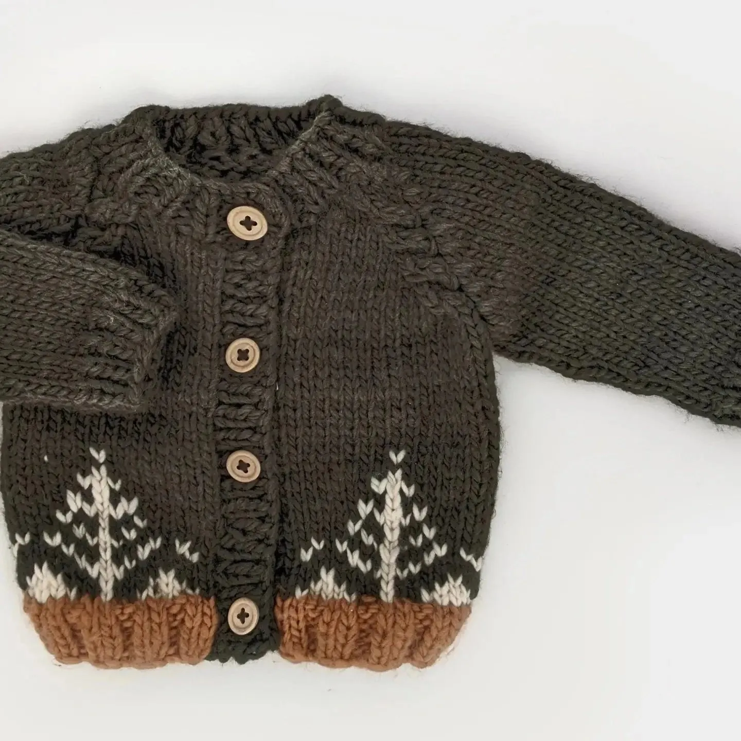 Forest Loden Cardigan Baby Sweater