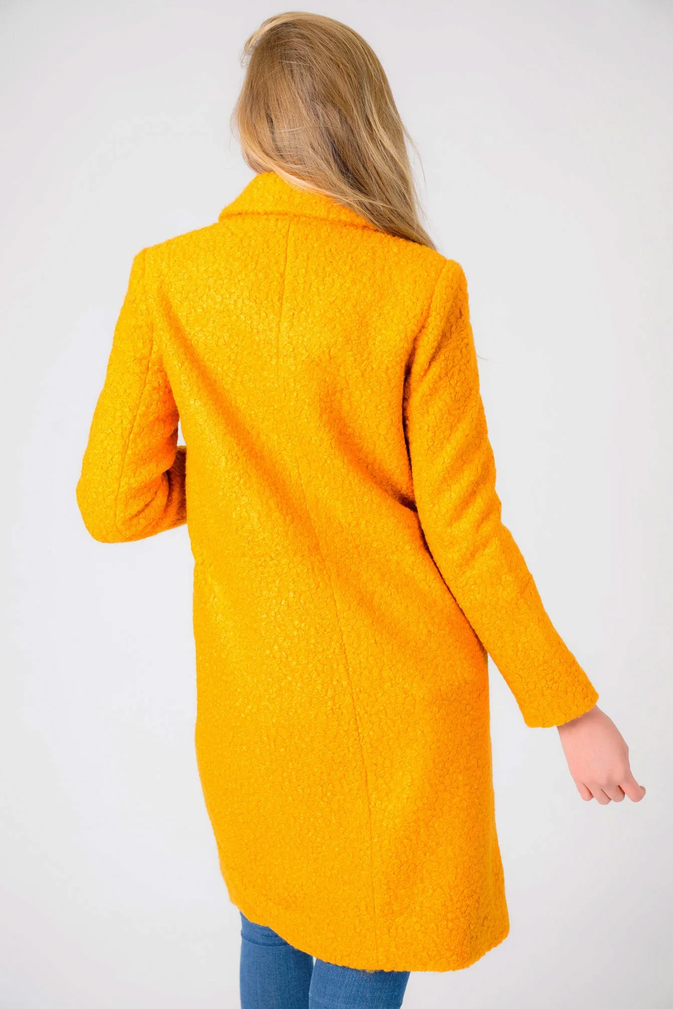 Fortune Textured Boucle Longline Midi Coat In Sunflower - Tokyo Laundry