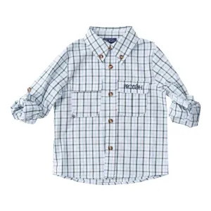 Founders Kids Fishing Shirt - Windowpane Posy Green