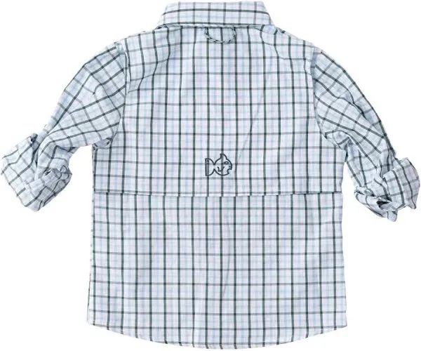 Founders Kids Fishing Shirt - Windowpane Posy Green