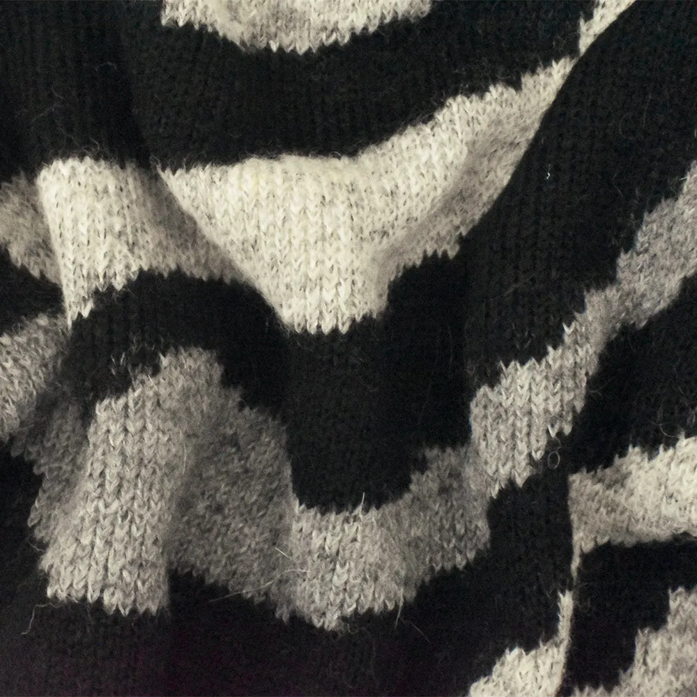 Gray-Multi Famous Designer Acrylic Blend Zebra Boucle Knit Fabric