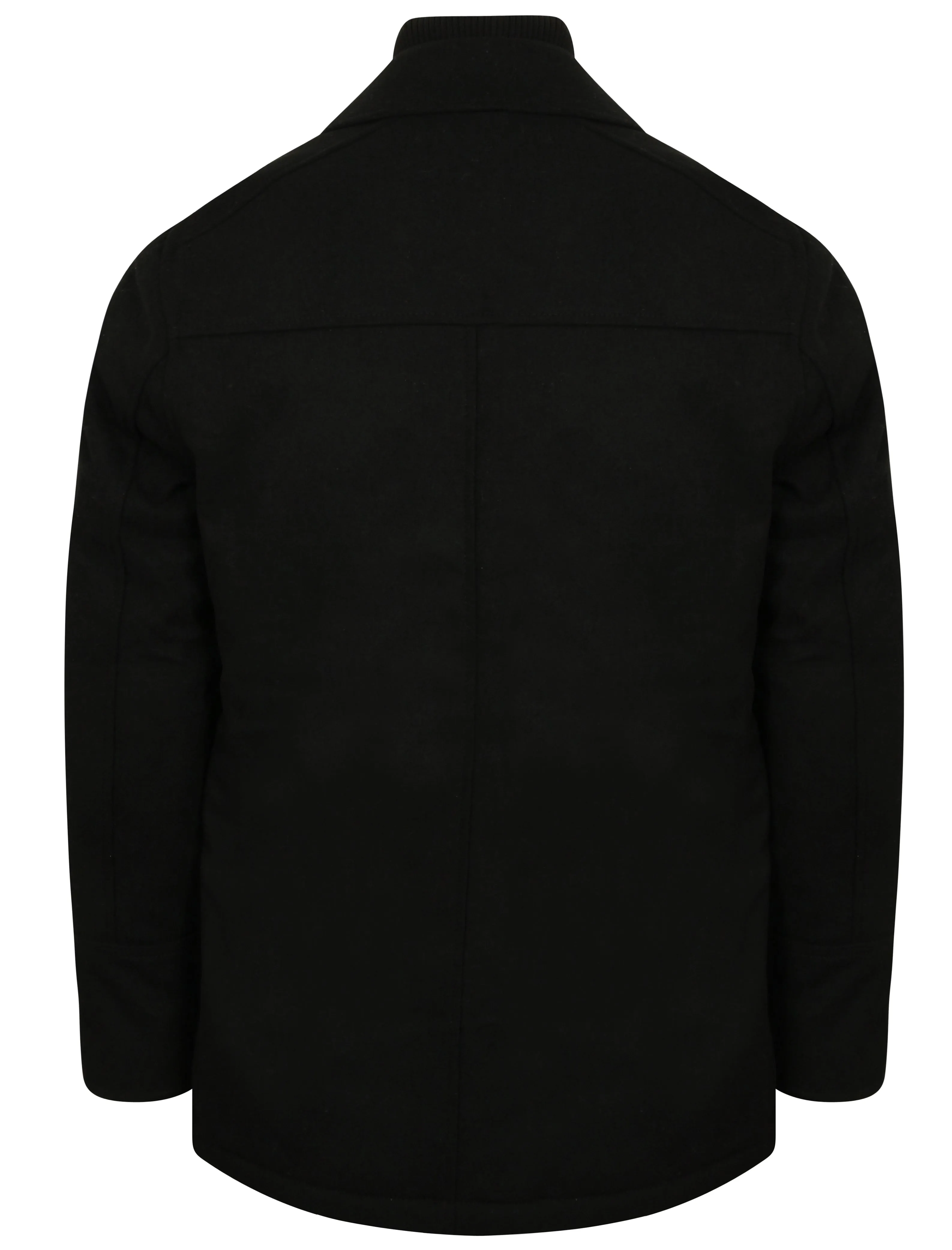 Hexacode Wool Blend Double Breasted Mock Insert Coat in Black - Tokyo Laundry