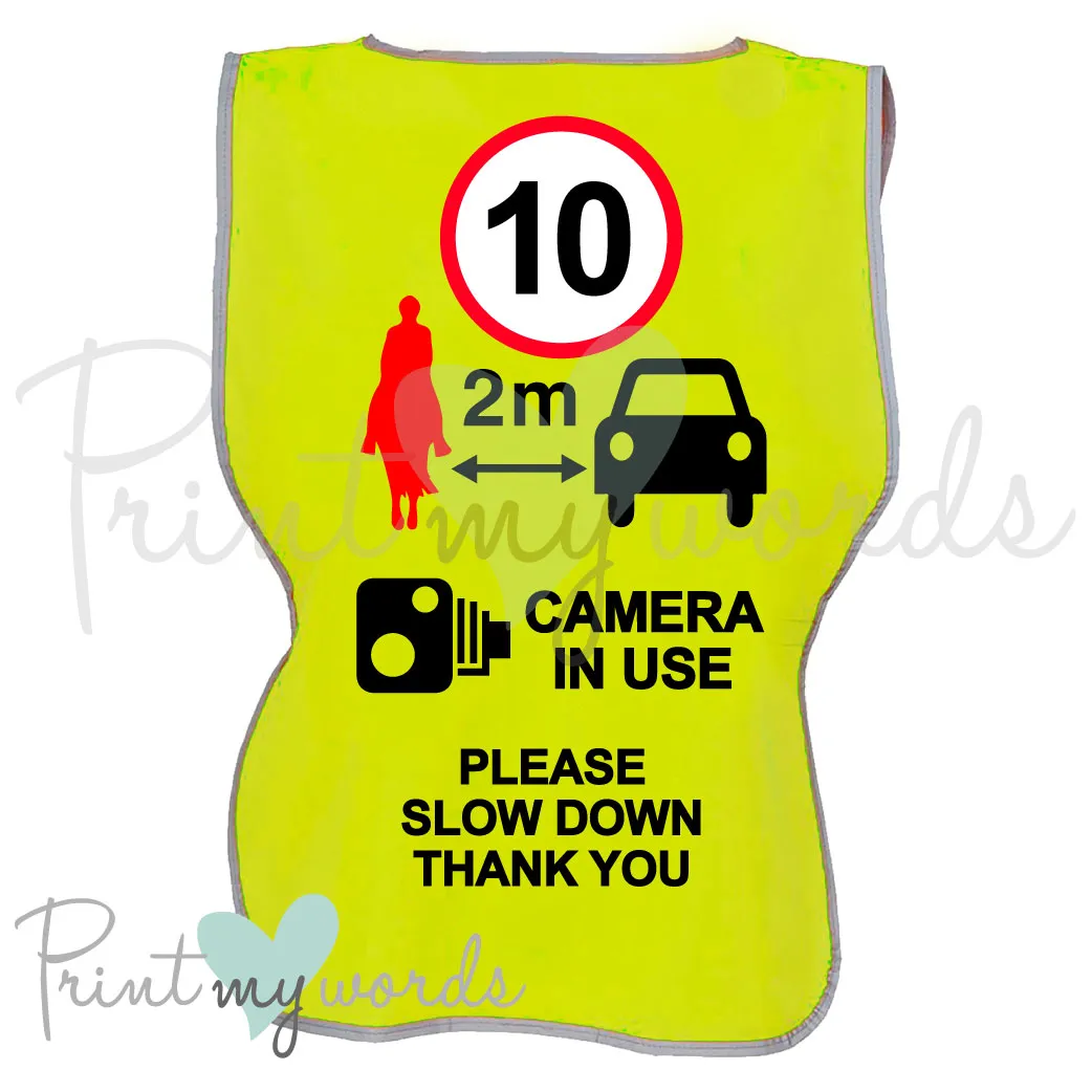 High Visibility Hi Vis Equestrian Reflective Vest Tabard Waistcoat 10MPH, CAMERA IN USE PLEASE SLOW DOWN hi-viz