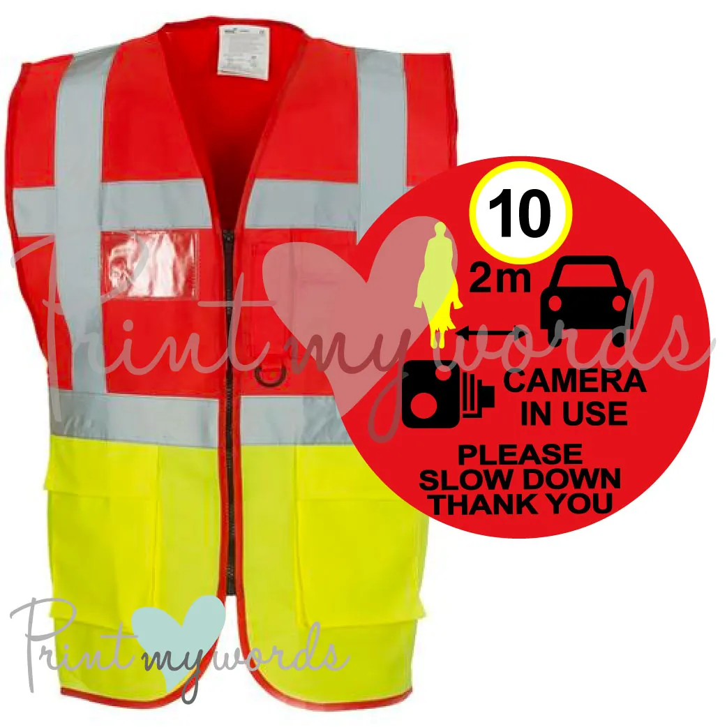 High Visibility Hi Vis Equestrian Reflective Vest Tabard Waistcoat 10MPH, CAMERA IN USE PLEASE SLOW DOWN hi-viz