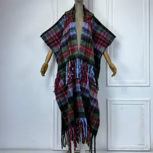 Holiday Plaid Hooded Wool Kimono