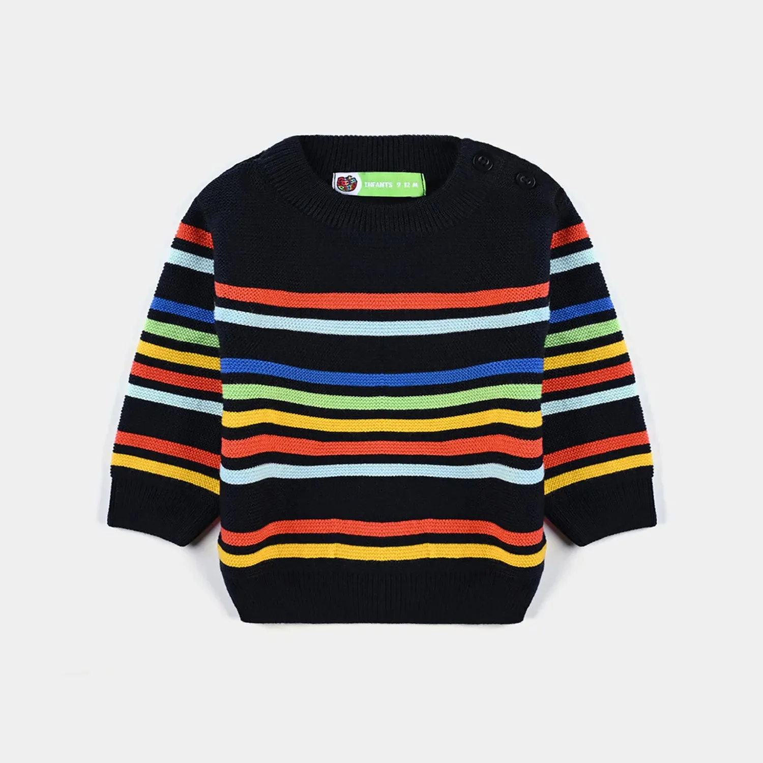 Infant Boys Acrylic Sweater Roman Stripes-BLACK