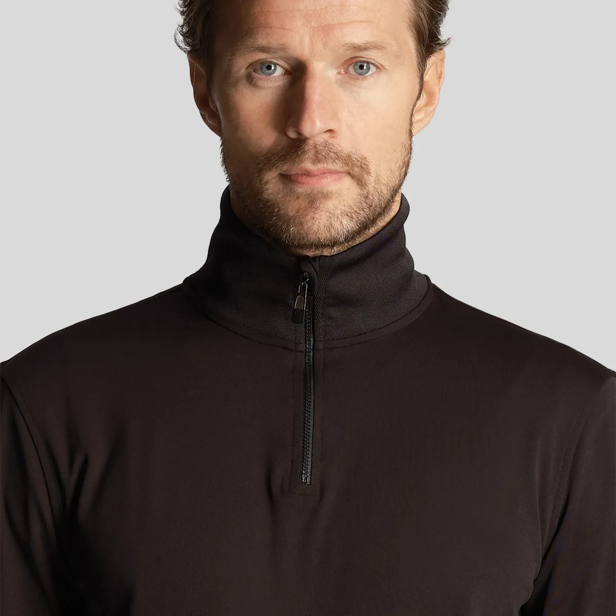 Lyle & Scott Tonal Eagle Tech 1/4 Zip Midlayer - Jet Black