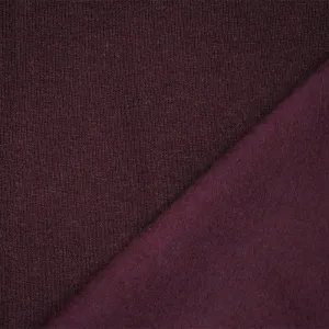 Maroon Red Cotton Wool Stretch Spandex Sweatshirt Fleece Knit Fabric