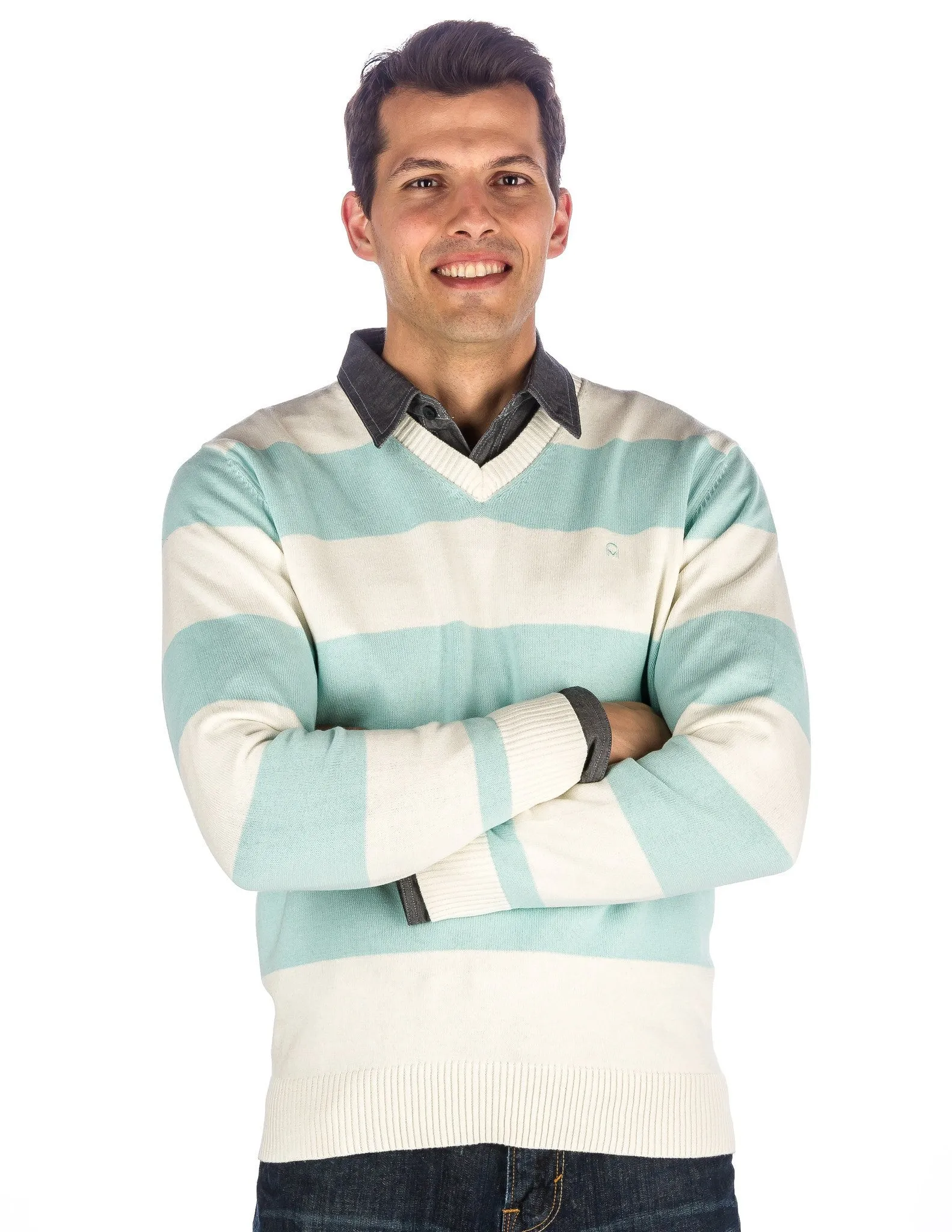 Men's 100% Cotton V-Neck Essential Sweater