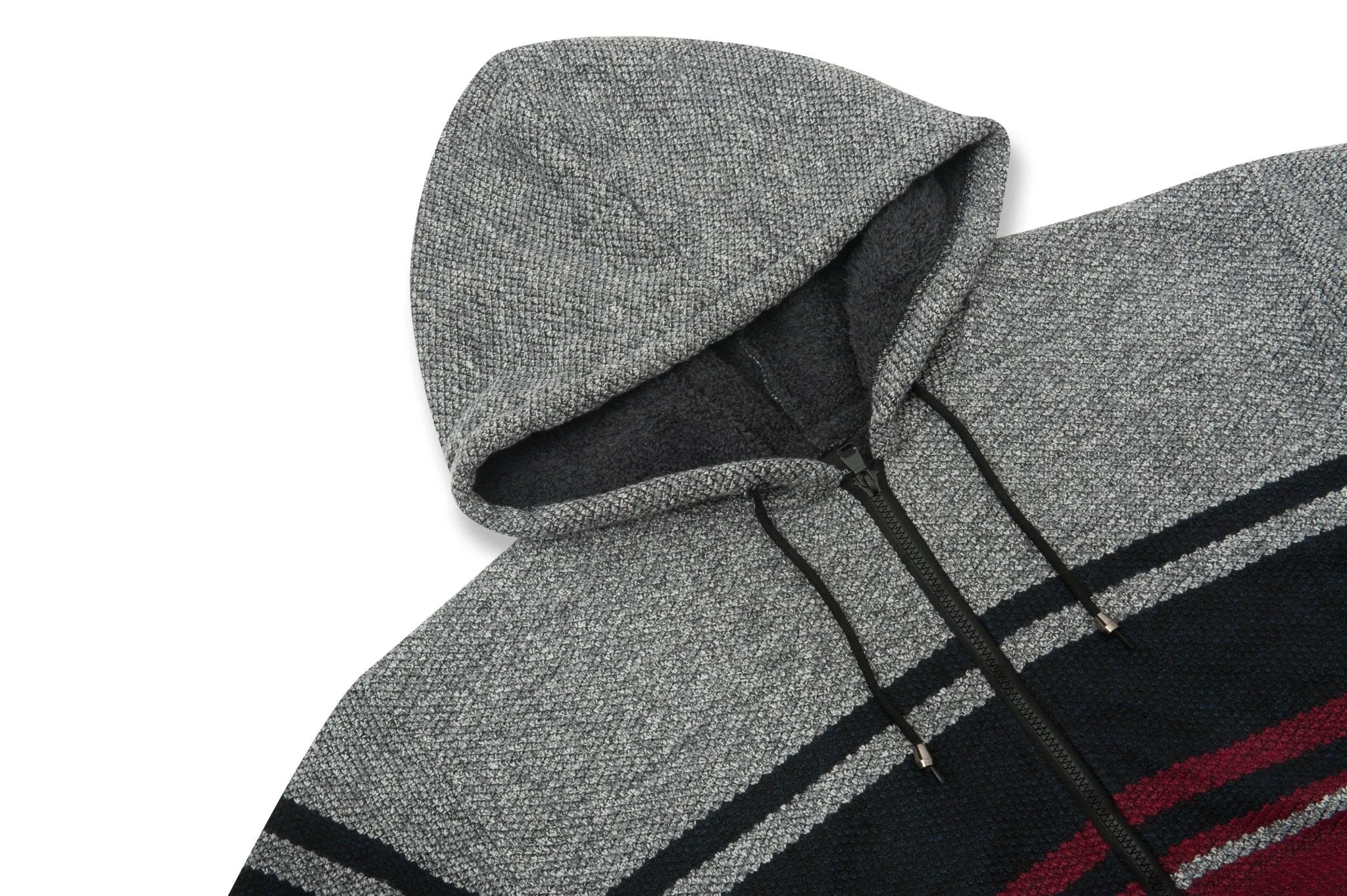 Men's Full Zip Up Stripe Fleece Hoodie-ZPK005859