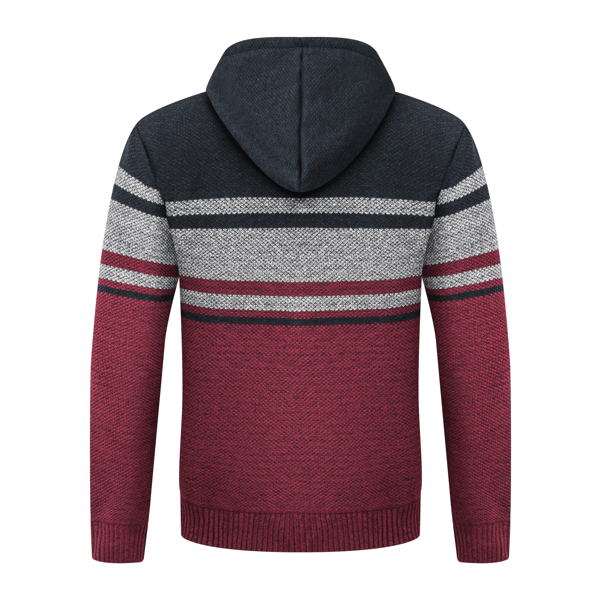 Men's Full Zip Up Stripe Fleece Hoodie-ZPK005859