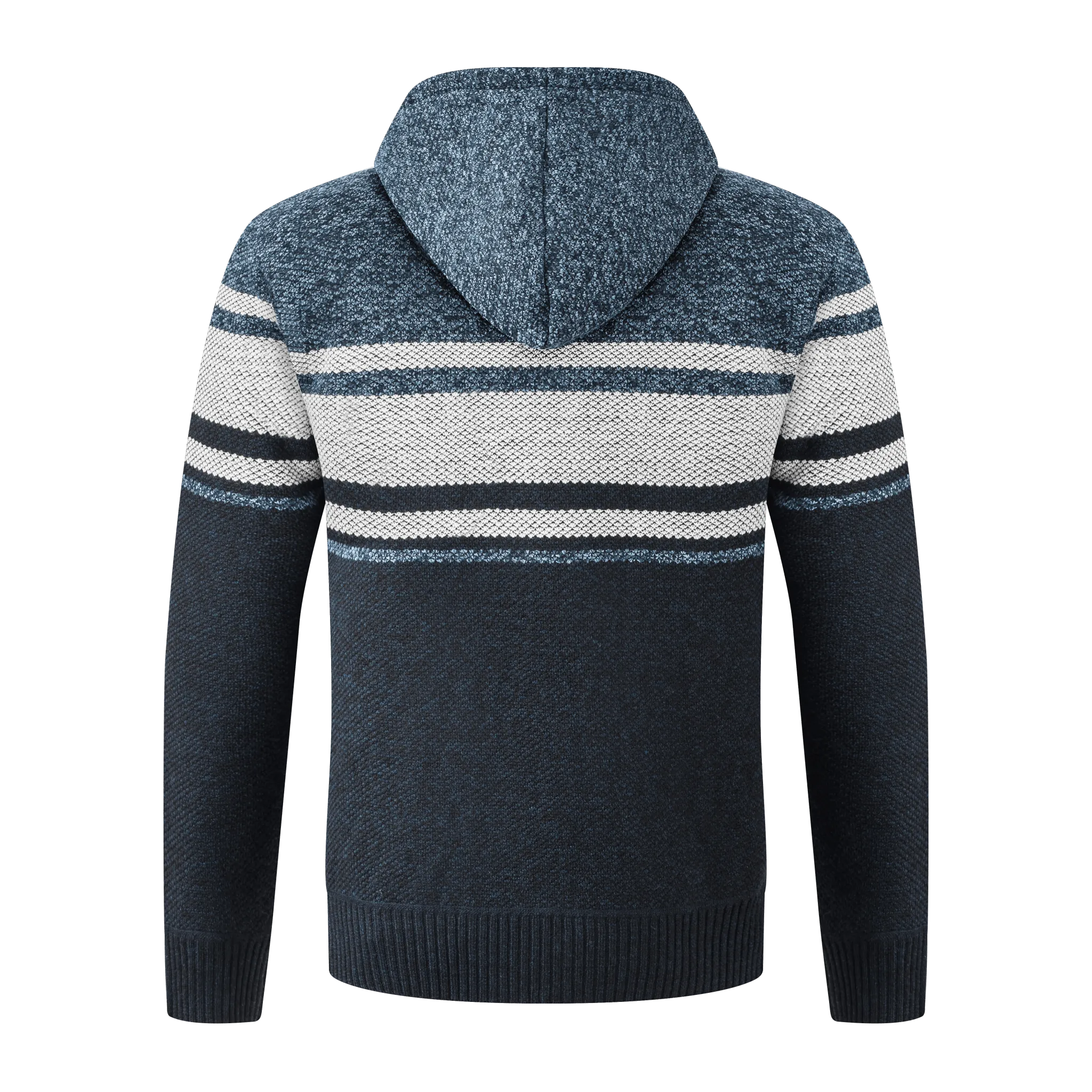 Men's Full Zip Up Stripe Fleece Hoodie-ZPK005859