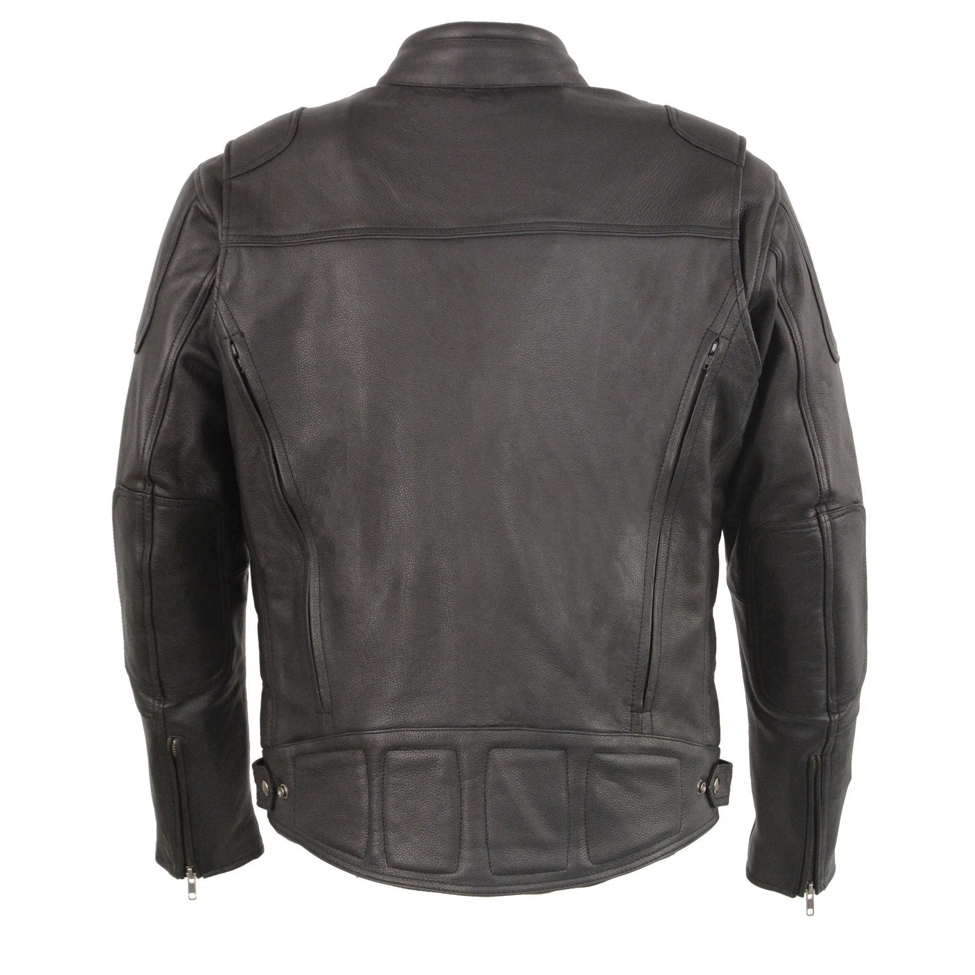 Milwaukee Leather Heated Jacket for Men's Black Cowhide Leather Motorcycle Vented Jacket for All Seasons MLM1513SET