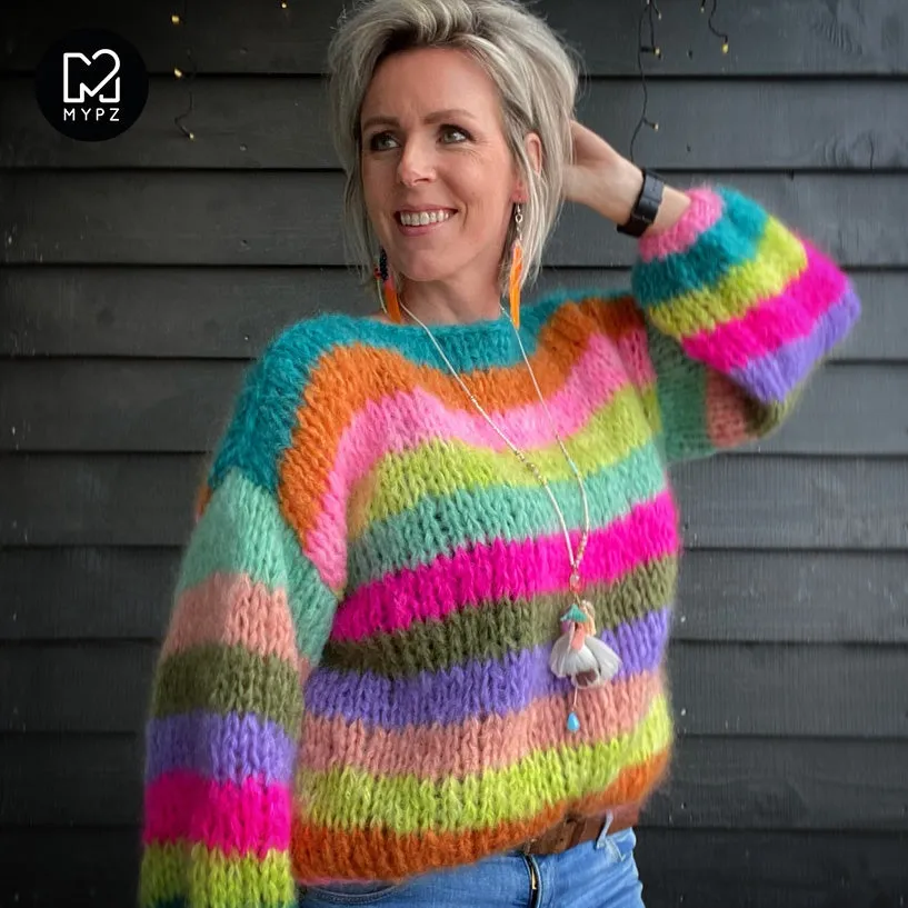 MYPZ Chunky Mohair Pullover Multicolored