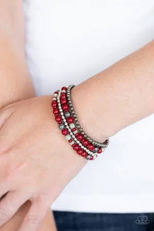 Paparazzi Bracelet ~ Stacked Style Maker - Red