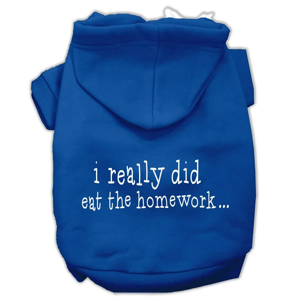 Pet Dog & Cat Hoodie Screen Printed, "I Really Did Eat The Homework"