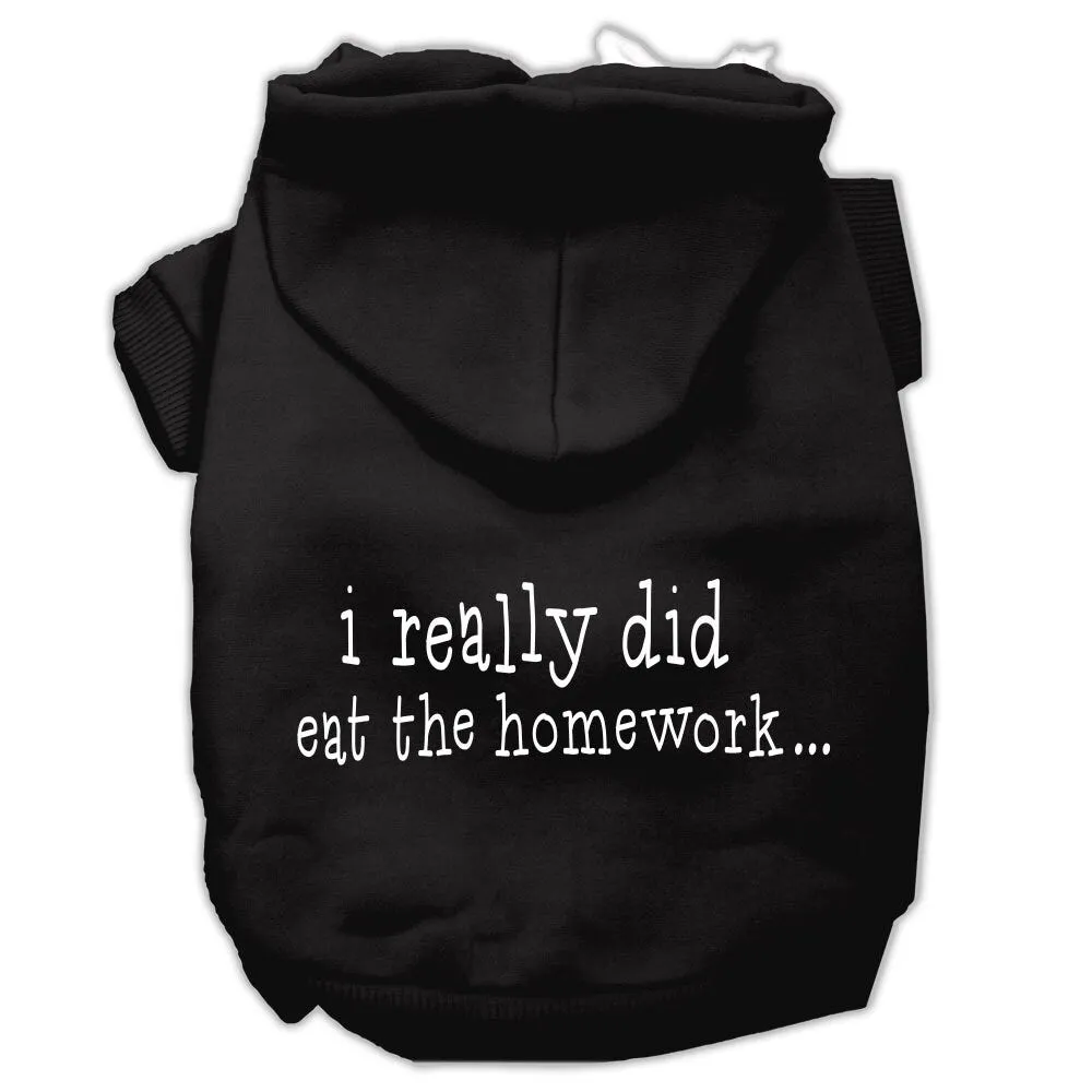 Pet Dog & Cat Hoodie Screen Printed, "I Really Did Eat The Homework"