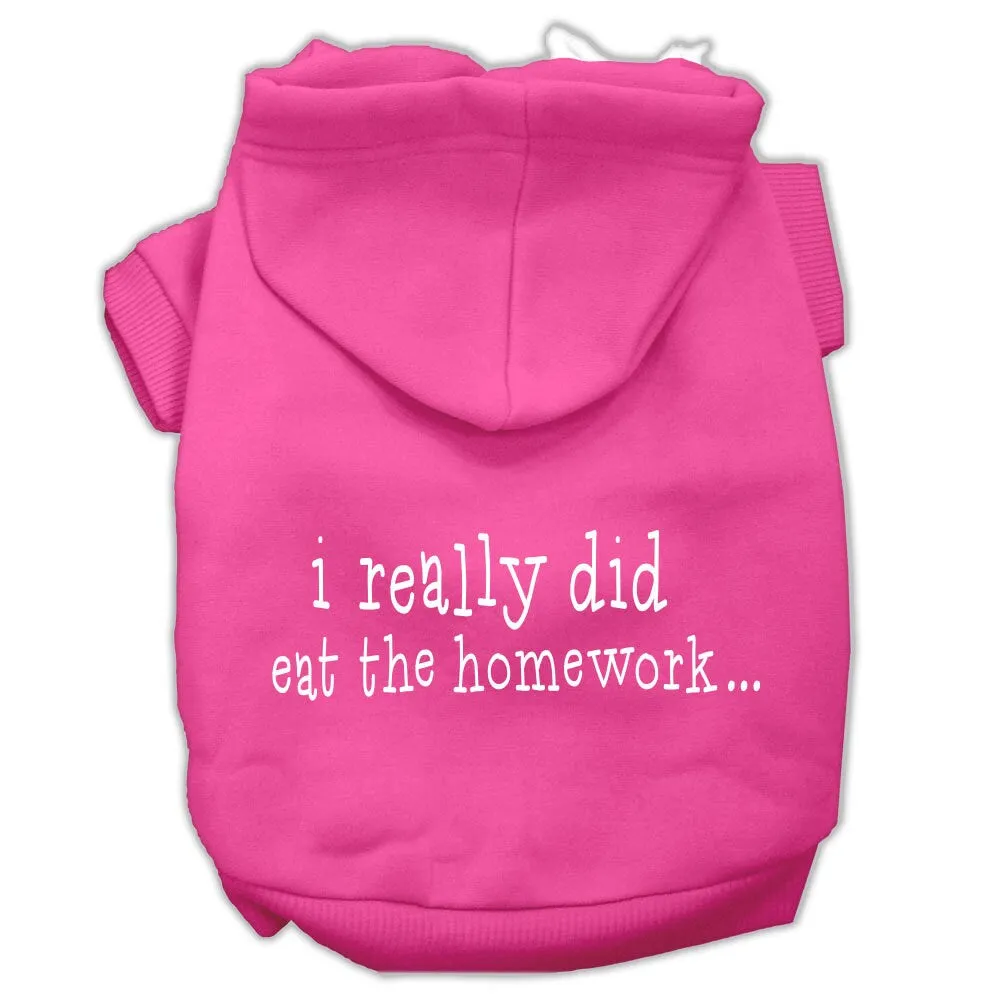 Pet Dog & Cat Hoodie Screen Printed, "I Really Did Eat The Homework"