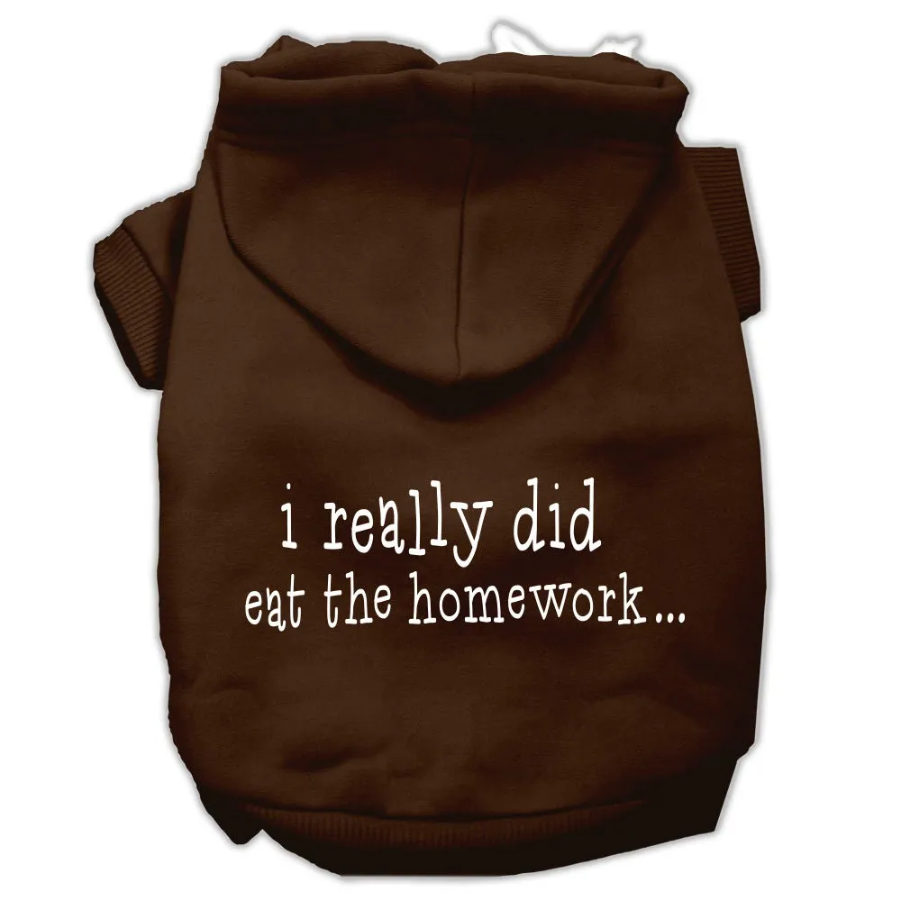 Pet Dog & Cat Hoodie Screen Printed, "I Really Did Eat The Homework"