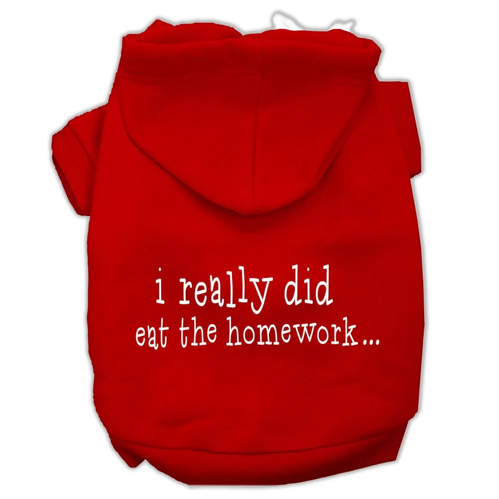 Pet Dog & Cat Hoodie Screen Printed, "I Really Did Eat The Homework"