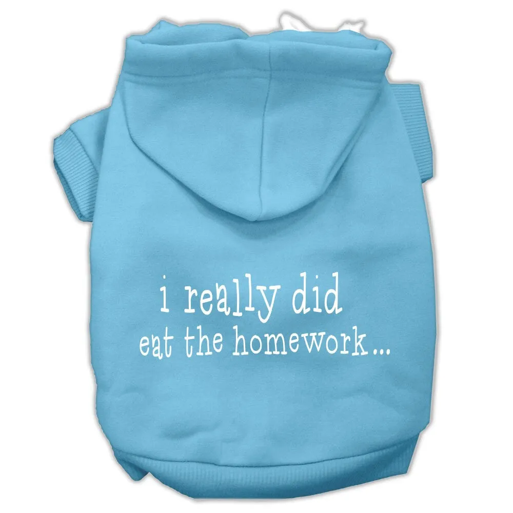 Pet Dog & Cat Hoodie Screen Printed, "I Really Did Eat The Homework"