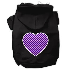 Pet Dog & Cat Hoodie Screen Printed, "Purple Swiss Dots Heart"