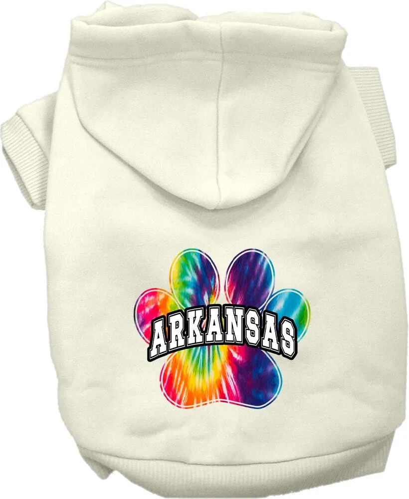 Pet Dog & Cat Screen Printed Hoodie for Medium to Large Pets (Sizes 2XL-6XL), "Arkansas Bright Tie Dye"