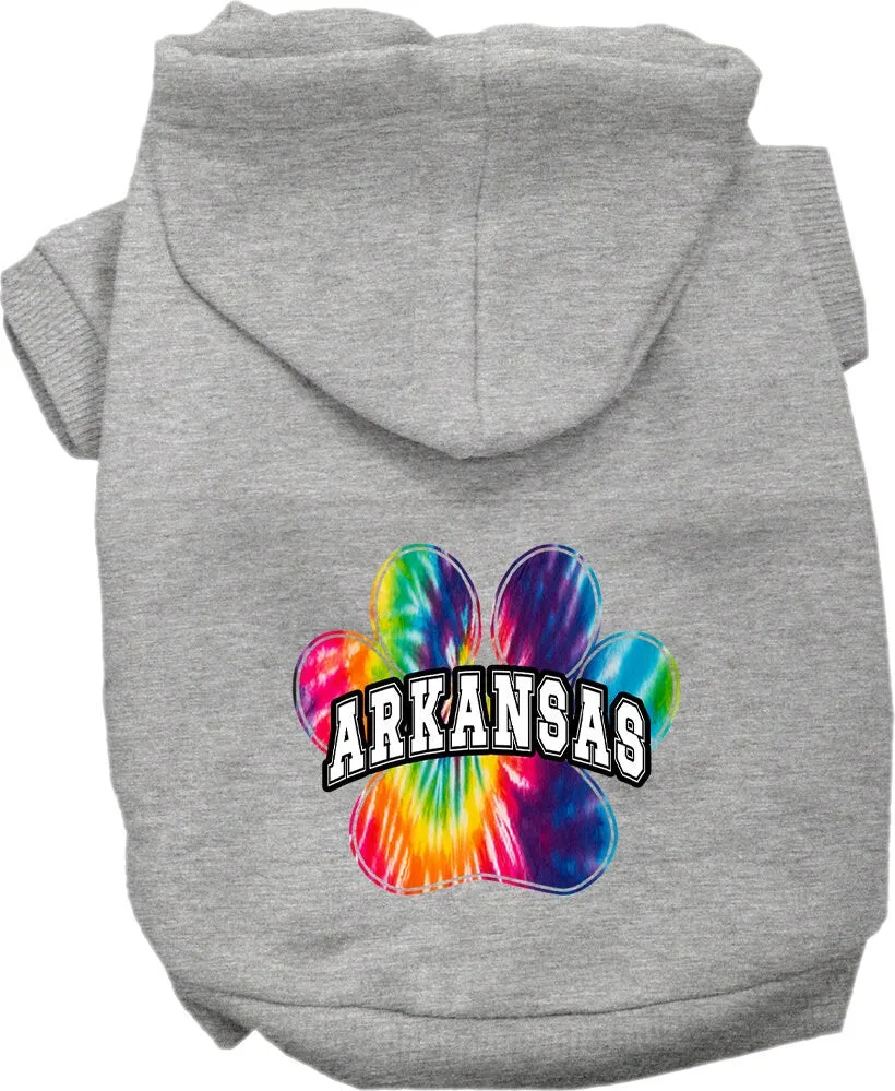 Pet Dog & Cat Screen Printed Hoodie for Medium to Large Pets (Sizes 2XL-6XL), "Arkansas Bright Tie Dye"