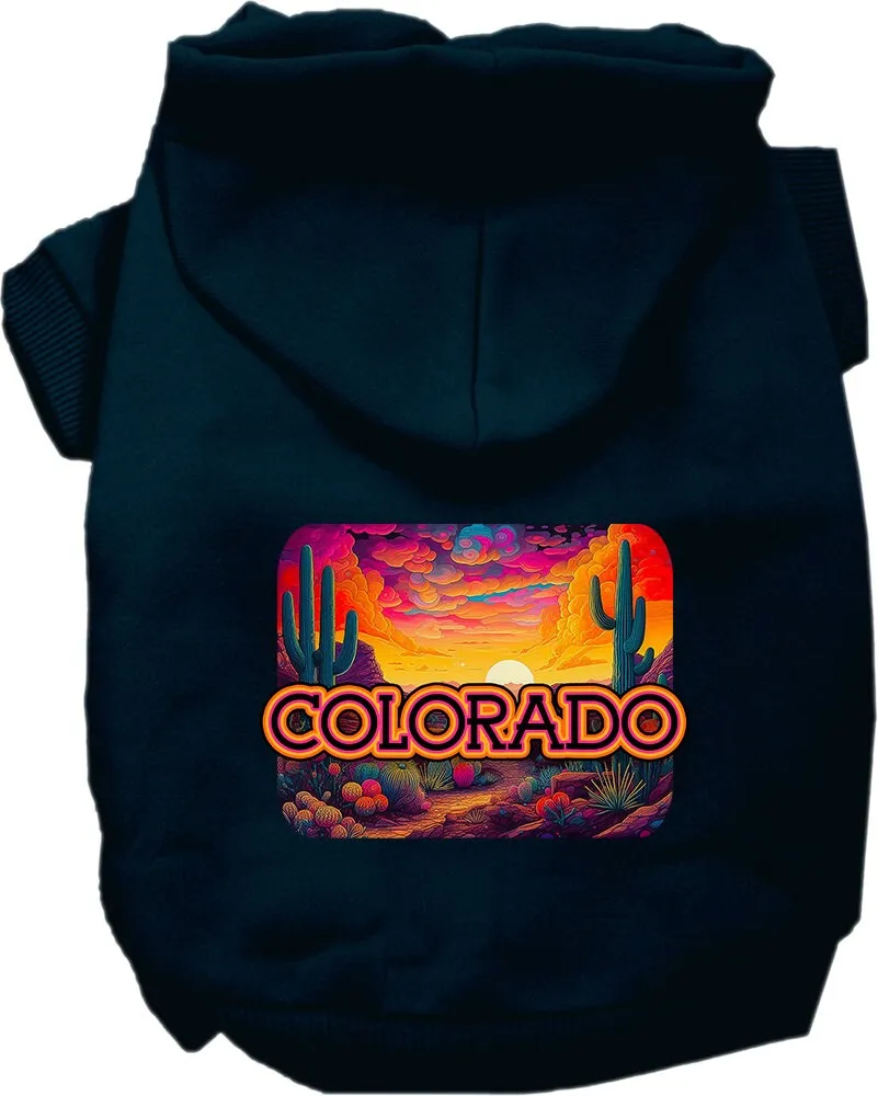 Pet Dog & Cat Screen Printed Hoodie for Medium to Large Pets (Sizes 2XL-6XL), "Colorado Neon Desert"