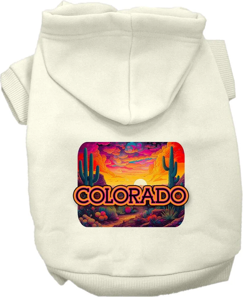 Pet Dog & Cat Screen Printed Hoodie for Medium to Large Pets (Sizes 2XL-6XL), "Colorado Neon Desert"