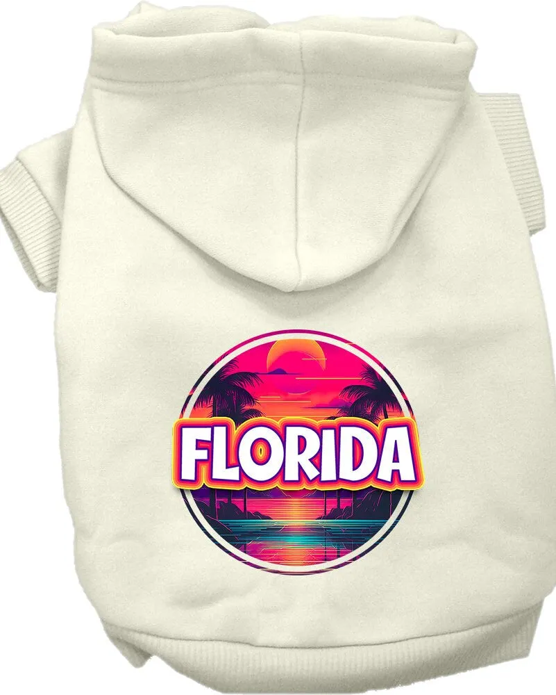 Pet Dog & Cat Screen Printed Hoodie for Medium to Large Pets (Sizes 2XL-6XL), "Florida Neon Beach Sunset"