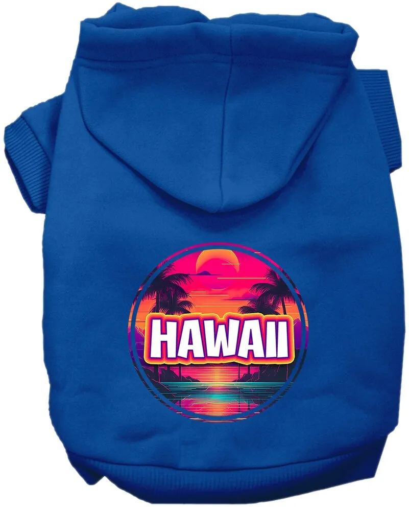 Pet Dog & Cat Screen Printed Hoodie for Medium to Large Pets (Sizes 2XL-6XL), "Hawaii Neon Beach Sunset"