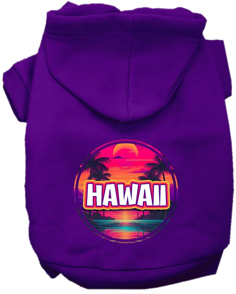 Pet Dog & Cat Screen Printed Hoodie for Medium to Large Pets (Sizes 2XL-6XL), "Hawaii Neon Beach Sunset"